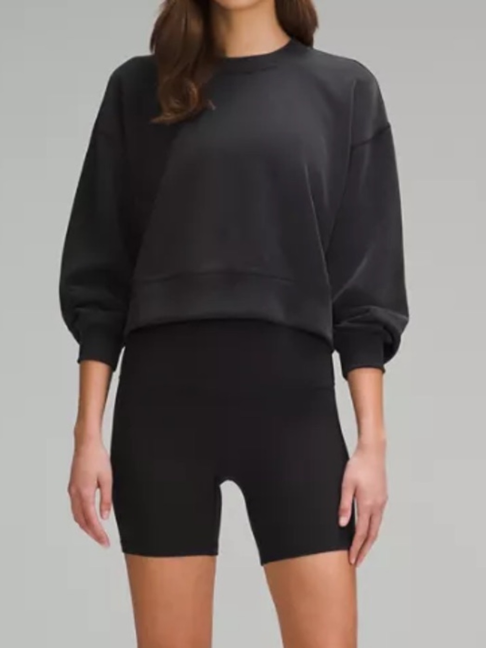 Lululemon Sofstreme Cropped Black Crewneck Sweatshirt